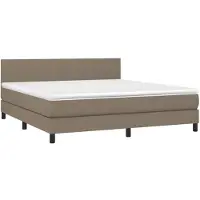 vidaXL Boxspring met matras en LED stof taupe 160x200 cm
