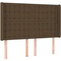 vidaXL Hoofdbord met randen 147x16x118/128 cm stof donkerbruin