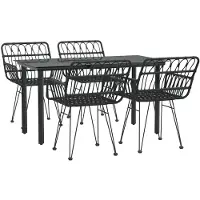 vidaXL 5-delige tuinset, zwart, van polyrotan