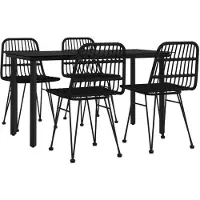 vidaXL 5-delige Tuinset poly rattan zwart