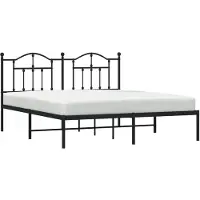 vidaXL Bedframe met hoofdbord metaal zwart 183x213 cm