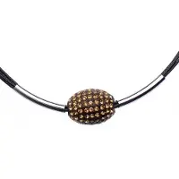 Behave Ketting met zwart koord en kraal met steentjes