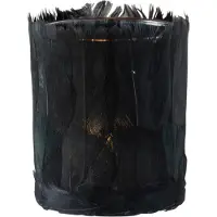 J-Line theelichthouder Veren - glas - zwart - small - 4 stuks