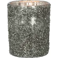 J-Line windlicht Glitter - glas - grijs - large