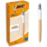 BIC Box Of 12 Pens 4 Colours Wood Blauw Kinderen