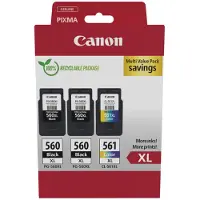 Canon PG-560XL + PG-560XL + PG-561XL Multipack Inktcartridge Zwart + 3 kleuren Multipack