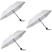 Merkloos 3x Grote Opvouwbare Stormparaplu van Polyester met Aluminium Frame - Wit 100cm Diameter