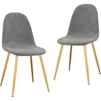 The Living Store : Eetkamerstoelen, 2 stuks, lichtgrijs, fluweel