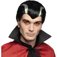 Boland - Pruik Vampier Zwart - Steil - Kort - Mannen - Vampier - Halloween en Horror