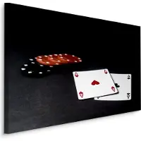 Karo-art Schilderij - Pokerfiches en speelkaarten, premium print