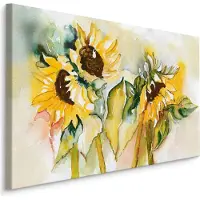 Karo-art Schilderij - Zonnebloemen, 5 maten, Premium print op canvas