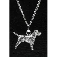 MOOYE ® - Collectie Zilveren Border terrier ketting hanger - groot