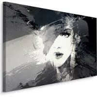 Karo-art Schilderij - Vrouw, Abstract in zwart en wit, Premium Print