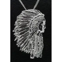 MOOYE ® - Collectie Zilveren Indiaan met tooi ketting hanger - groot