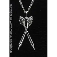 MOOYE ® - Collectie Zilveren Dartpijlen gekruist middel ketting hanger