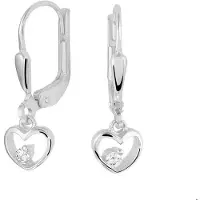 Trendjuwelier huiscollectie TFT Oorhangers Hart Zirkonia Zilver Gerhodineerd Glanzend 20 mm x 6 mm