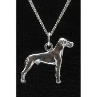 MOOYE ® - Collectie Zilveren Duitse dog oren ongecoupeerd ketting hanger - groot