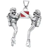 MOOYE ® - Collectie Zilveren Duikers met duikvlag kettinghanger