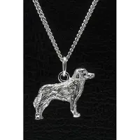 MOOYE ® - Collectie Zilveren Kromfohrlander gladhaar ketting hanger - groot