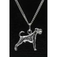 MOOYE ® - Collectie Zilveren Schnauzer middelslag oren gecoupeerd met staart ketting hanger - groot