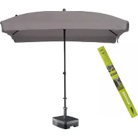 Madison Rechthoekige parasol taupe met voet en hoes! Patmos 210 x 140 cm