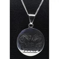 MOOYE ® - Collectie Zilveren Indiaan Kokopelli rond duo hopi style ketting hanger