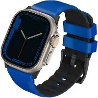 Uniq Linus AiroSoft Siliconen bandje voor de Apple Watch | 44/45/46/49 mm - Racing Blue