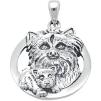 MOOYE ® - Collectie Zilveren Yorkshire Terrier in ring kettinghanger