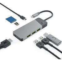 Green Cell Hub Usb-C Adapter Gc Connect 7In1 (3Xusb 3.1. Hdmi 4K 60Hz. Usb-C Pd 85W. Microsd/Sd)