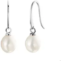 Trendjuwelier huiscollectie Oorhangers Parel Zilver Gerhodineerd Glanzend 24 mm x 7.5 mm