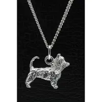 MOOYE ® - Collectie Zilveren Australische silky terrier met staart ketting hanger - groot