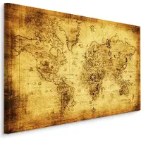 Karo-art Schilderij - Oude Wereldkaart, Vintage, Premium Print