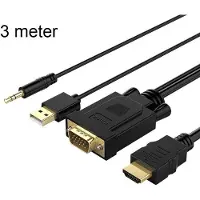 ORICO VGA (m) + 3,5mm Jack (m) naar HDMI (m) kabel - voeding via USB-A (m) / zwart - 3 meter