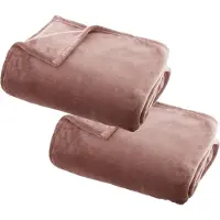 Atmosphera Plaid deken - 2x - oud roze - polyester - 130 x 180 cm - Bankdeken - Fleece plaid