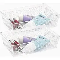 PlasticForte Organizer / opbergmandje - Pakket van 8x stuks - kunststof - transparant - 23.5 x 15.5 x 6.5 cm - lade verdelers - vakjes maken