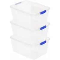 PlasticForte Opbergbox met deksel - 3x - 1 liter - transparant - kunststof - opbergkist