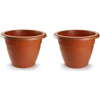 PlasticForte 3x stuks bloempotten terra cotta rond diameter 40 cm - Bloemen/plantenbak/plantenpotten van kunststof
