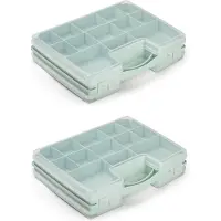PlasticForte Opbergdoos - 3x - mintgroen - kunststof - 28 x 21 cm - met deksel - opbergbox/sorteerdoos