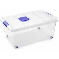 Forte Plastics 1x Opslagbakken/organizers met deksel 36 liter 59 cm transparant - Opbergbox