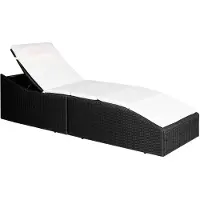 vidaXL Ligbed met kussen poly rattan zwart