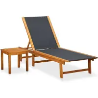 vidaXL Ligbed met tafel massief acaciahout en textileen