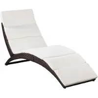 vidaXL Ligbed inklapbaar met kussen poly rattan bruin