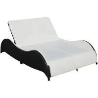 vidaXL Ligbed tweepersoons met kussen poly rattan zwart