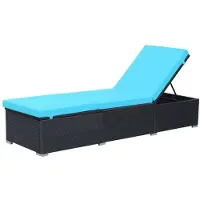 vidaXL Ligbed met kussen poly rattan zwart