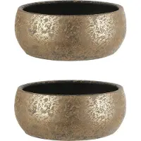 Mica Decorations Bloempot schaal keramiek voor kamerplanten goud 15 x 37 cm - 2x stuks - plantenpotten