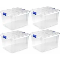 PlasticForte Opslagbakken met deksel - 8x - 25 liter - 42 x 36 x 25 cm - Organizers - transparant - kunststof