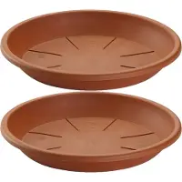 PlasticForte Opvangschaal/onderbord Plantenpot - 4x stuks - terracotta - D24 cm - Kunststof - voor pot Dia 30/35 cm