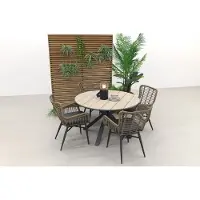 Garden Impressions Jasmine Naturel/GI Edison 4-persoons ronde dining tuinset Ø122 cm.