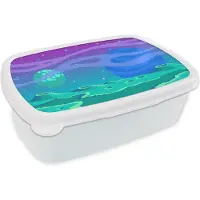MuchoWow Broodtrommel Wit - Lunchbox - Brooddoos - Gaming - Pixel Art - Maan - 18x12x6 cm - Volwassenen