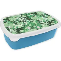 MuchoWow Broodtrommel Blauw - Lunchbox - Brooddoos - Patronen - Groen - Camouflage - 18x12x6 cm - Kinderen - Jongen